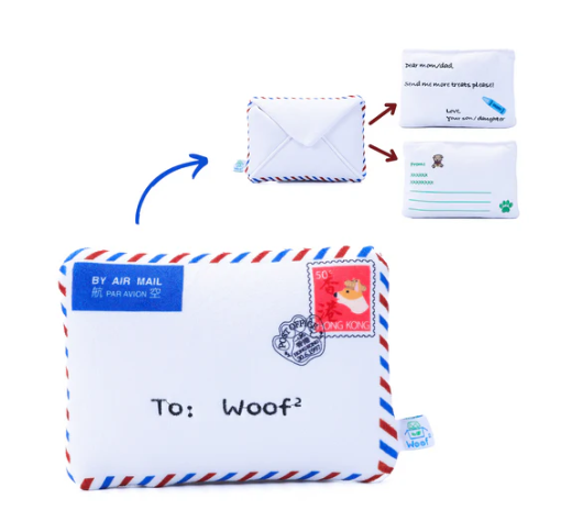 Woof² | 香港空郵信件藏食毛絨寵物玩具