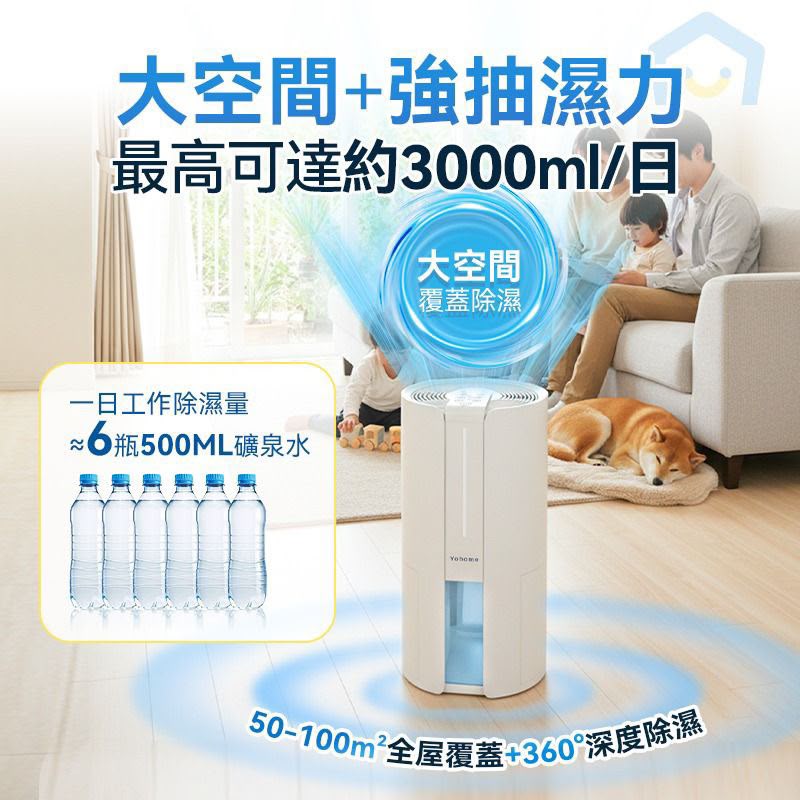 日本Yohome 轉輪式Dual-Dry專利四季控濕暖風乾衣4L大空間抽濕機