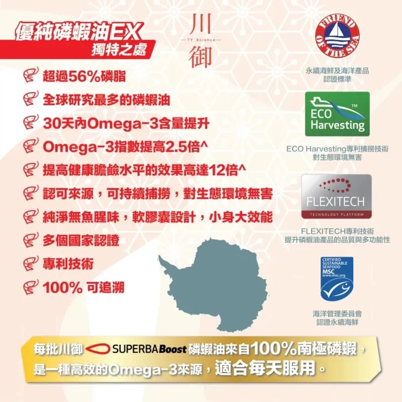 TY Science川御 醫學級 南極磷蝦油 (60粒裝)
